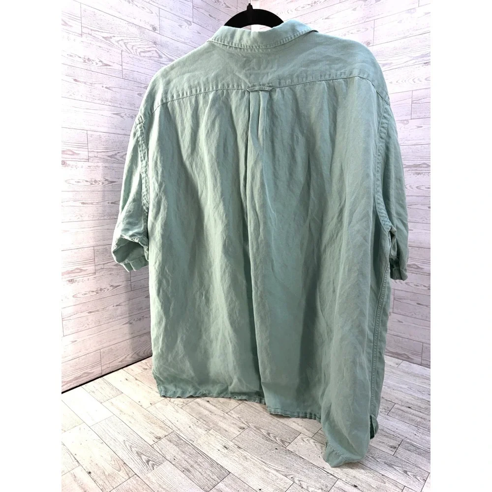 Vintage‎ Polo Ralph Lauren Caldwell Shirt Men's Linen Silk Loop Collar Blue XXL